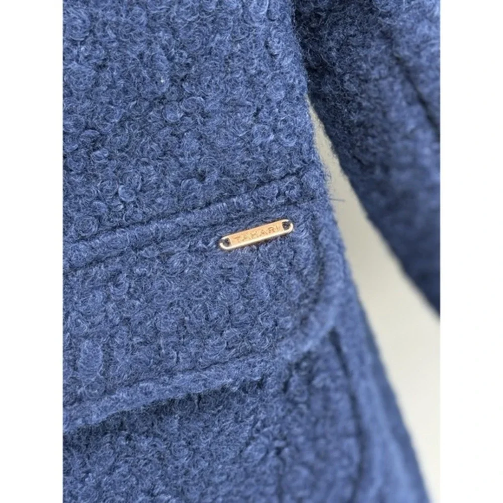 Tahari Girl‎ Navy Blue Boucle Coat Faux Fur Collar Kids Size 5 NWT JBGU902